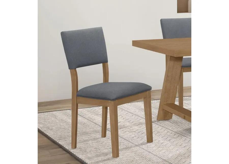 Sharon Open Back Padded Upholstered Dining Side Chair Blue and Brown (Set of 2)