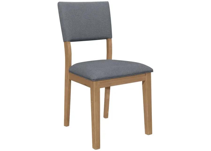 Sharon Open Back Padded Upholstered Dining Side Chair Blue and Brown (Set of 2)