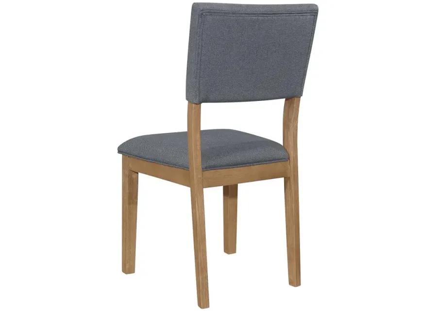 Sharon Open Back Padded Upholstered Dining Side Chair Blue and Brown (Set of 2)