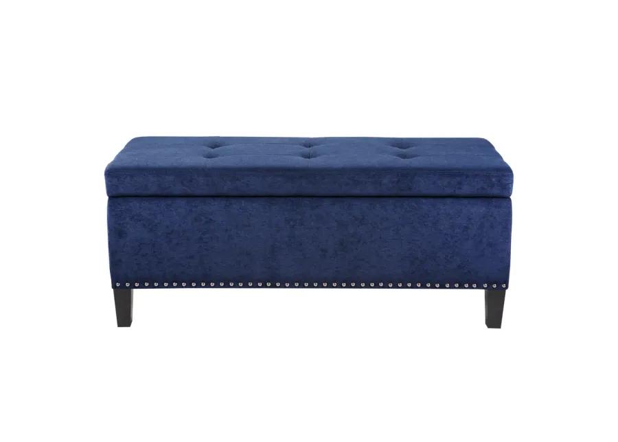 Madison Park Shandra II Blue Tufted Top Soft Close Storage Bench