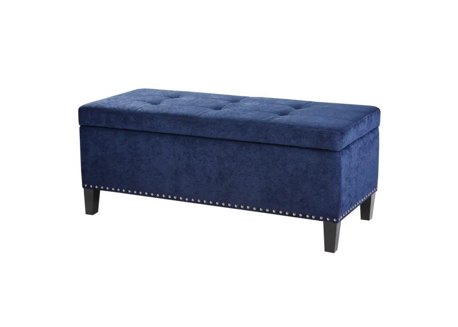 Madison Park Shandra II Blue Tufted Top Soft Close Storage Bench