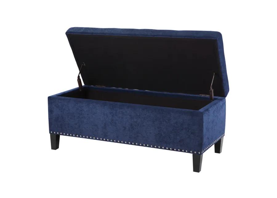 Madison Park Shandra II Blue Tufted Top Soft Close Storage Bench