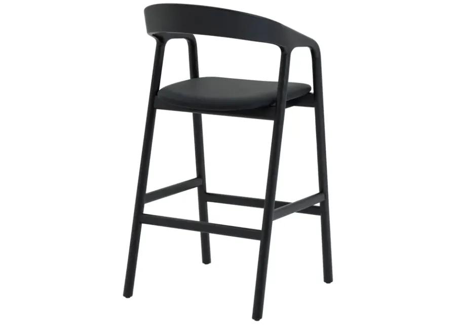 Apache Black Oak Wood and Faux Leather Counter Stool