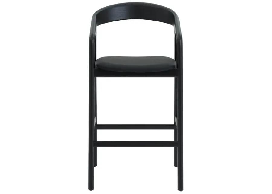 Apache Black Oak Wood and Faux Leather Counter Stool