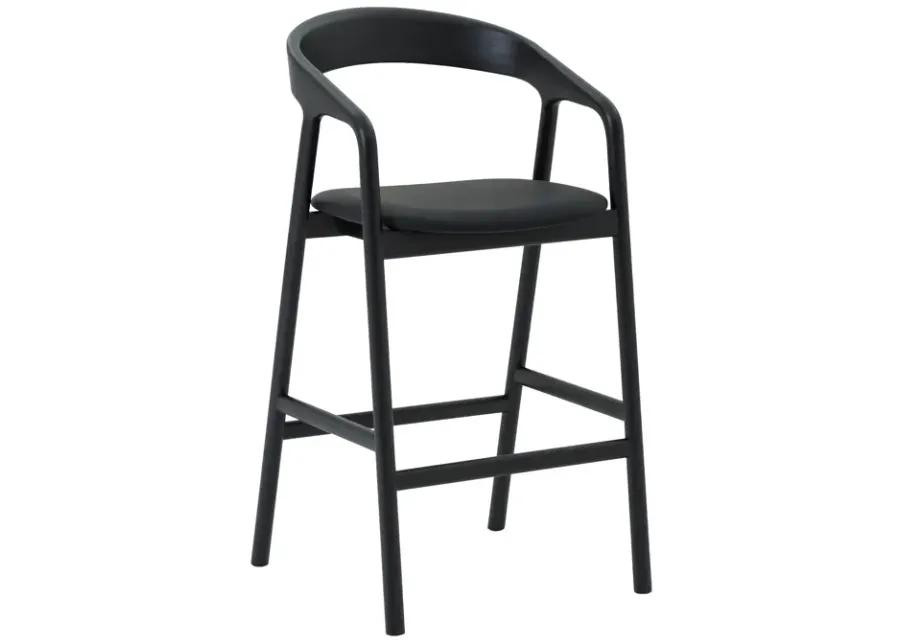 Apache Black Oak Wood and Faux Leather Counter Stool