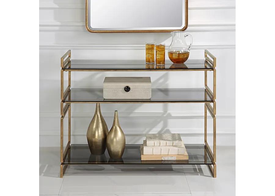 Stacked Up Gray Glass Console Table