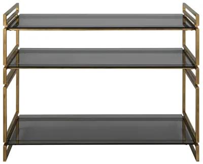 Stacked Up Gray Glass Console Table