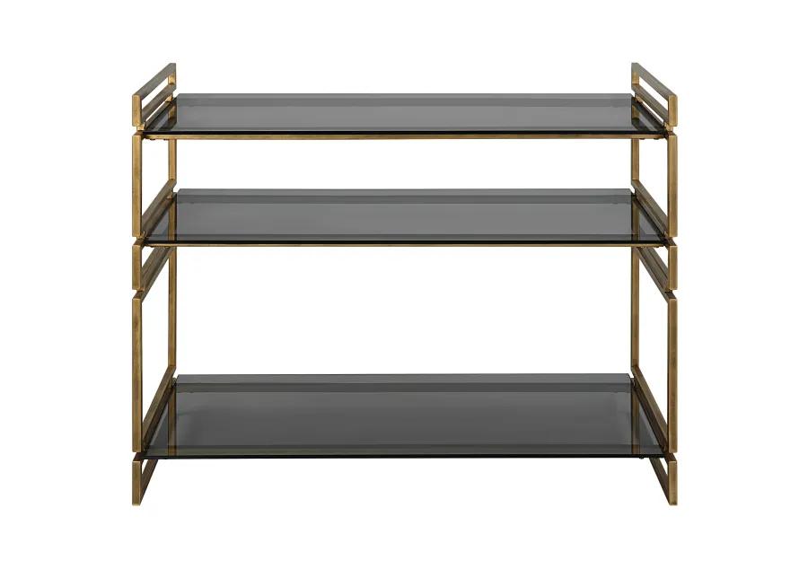 Stacked Up Gray Glass Console Table