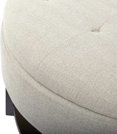 Madison Park Miller Cream/Brown Round Storage Ottoman