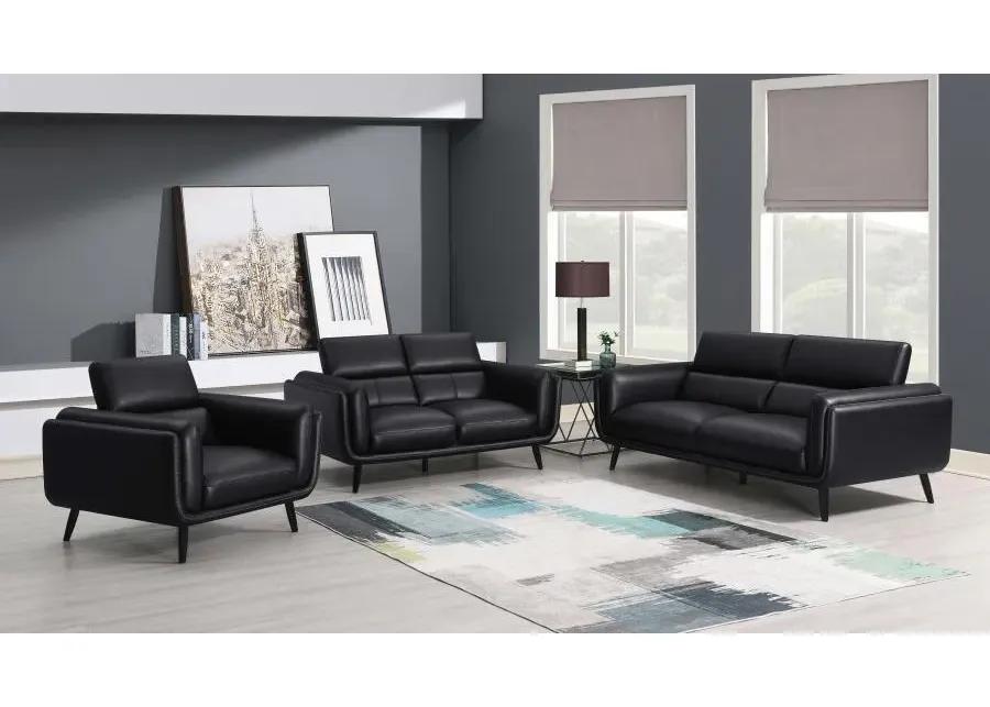 Shania 3-piece Track Arms Living Room Set Black