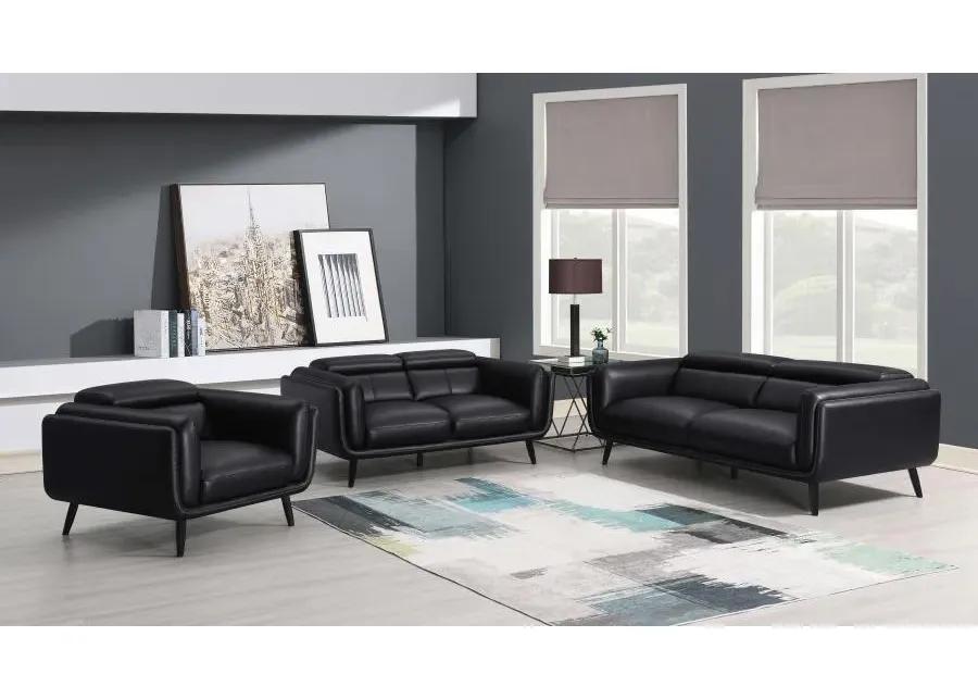 Shania 3-piece Track Arms Living Room Set Black