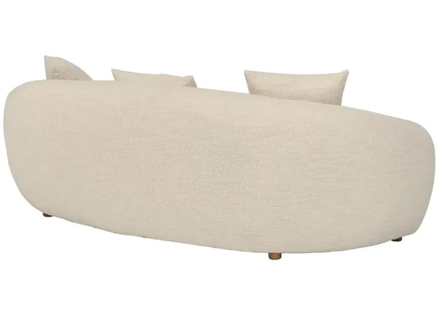 Molly 96.5" Upholstered Curved Sofa in Pearl