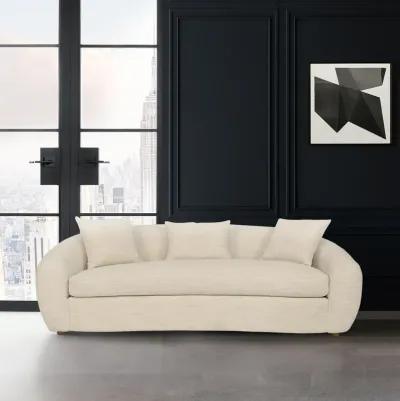 Molly 96.5" Upholstered Curved Sofa in Pearl