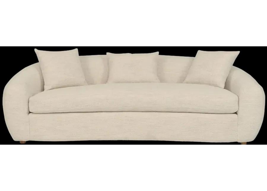 Molly 96.5" Upholstered Curved Sofa in Pearl