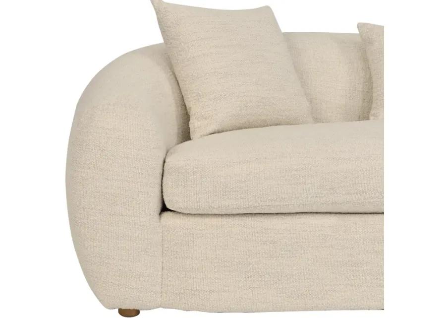 Molly 96.5" Upholstered Curved Sofa in Pearl