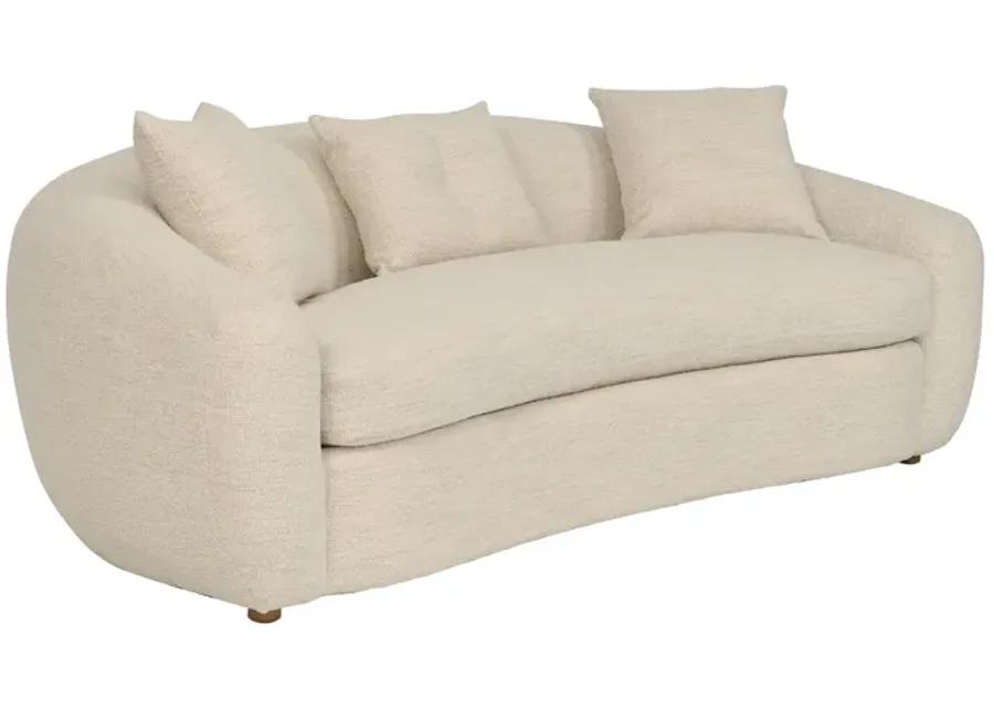 Molly 96.5" Upholstered Curved Sofa in Pearl