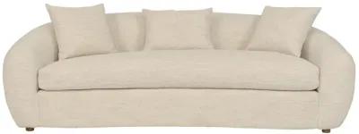 Molly 96.5" Upholstered Curved Sofa in Pearl