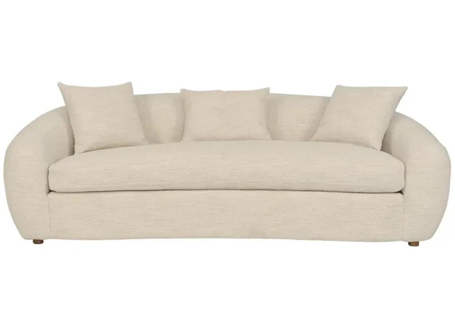 Molly 96.5" Upholstered Curved Sofa in Pearl