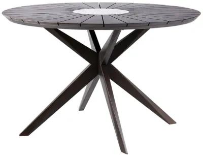 Oasis Doris Outdoor Patio 5 Piece Round Dining Set in Eucalyptus Wood with Truffle Rope