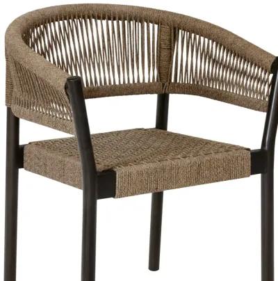 Oasis Doris Outdoor Patio 5 Piece Round Dining Set in Eucalyptus Wood with Truffle Rope