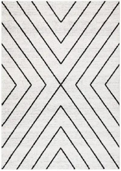 ADIRONDACK Contemporary Ivory / Grey 2'-6" X 14' Powerloomed Rug