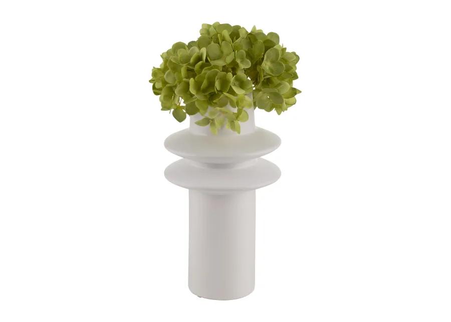 Cer, 11"h Modern Vase, White