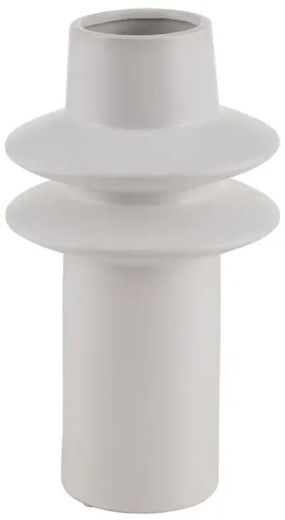 Cer, 11"h Modern Vase, White