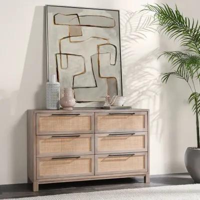 Jensen Six-Drawer Mango Wood Dresser in Taupe