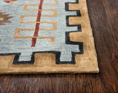 Mesa Lt. Blue Southwest/Tribal Wool 10' x 13' Rectangle Rug