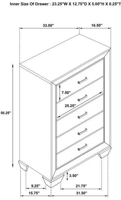 Kauffman 5-drawer Chest Washed Taupe