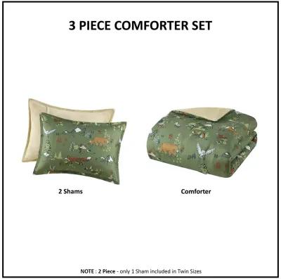 Heath Forest Animals Plush Reversible Comforter Set