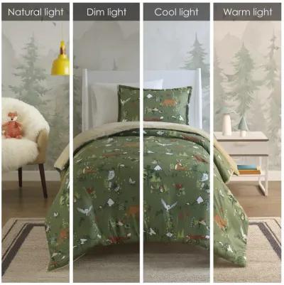 Heath Forest Animals Plush Reversible Comforter Set