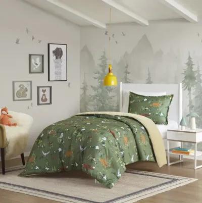 Heath Forest Animals Plush Reversible Comforter Set