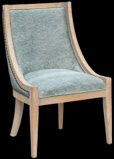 Martha Stewart Elmcrest Soft Green Upholstered Dining Chair with Nailhead Trim