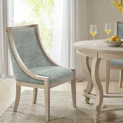 Martha Stewart Elmcrest Soft Green Upholstered Dining Chair with Nailhead Trim