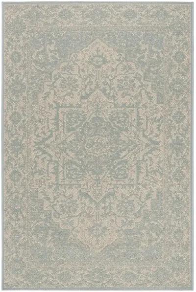 LINDEN 139 Collection LND139L-5 Cream / Aqua 5'-3" X 7'-6"