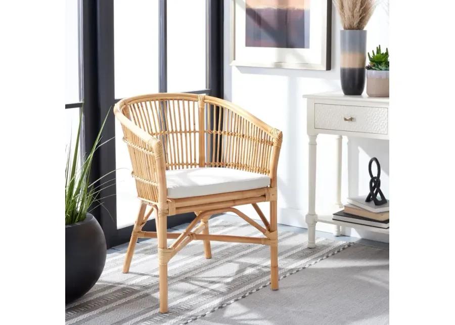 OLIVIA RATTAN ACCENT CHAIR W/ CUSHION