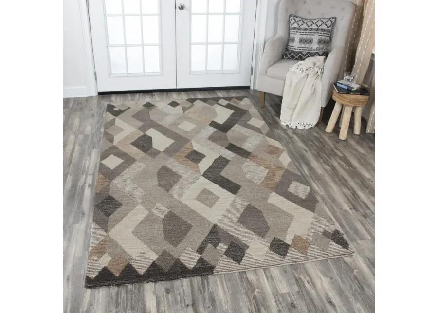 Idyllic Natural/Brown Geometric Wool 10' x 13' Rectangle Rug