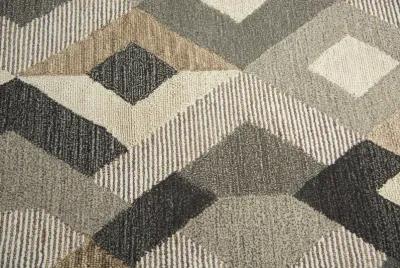 Idyllic Natural/Brown Geometric Wool 10' x 13' Rectangle Rug