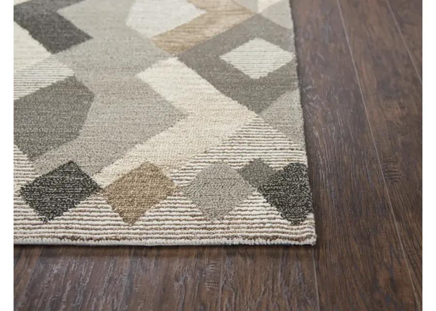 Idyllic Natural/Brown Geometric Wool 10' x 13' Rectangle Rug