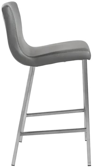 Scott Counter Stool in Gray and Brushed Stainless Steel - Set of 2