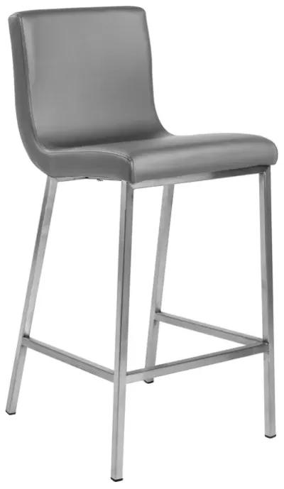 Scott Counter Stool in Gray and Brushed Stainless Steel - Set of 2