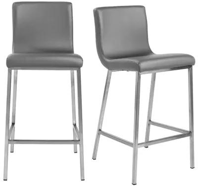 Scott Counter Stool in Gray and Brushed Stainless Steel - Set of 2