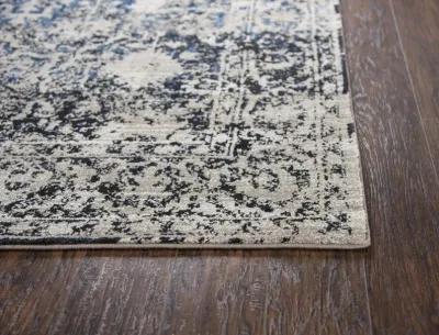 Panache Taupe/Blue Oriental Distress Polypropylene 3'3" x 5'3" Rectangle Rug