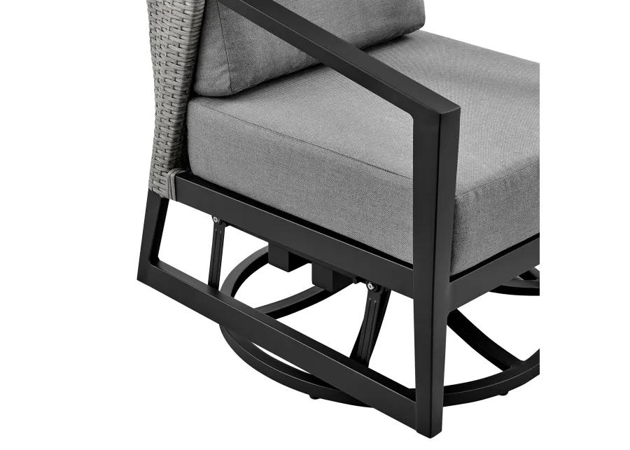 Palma Outdoor Patio Swivel Lounge Chair in Aluminum with Grey Cushions