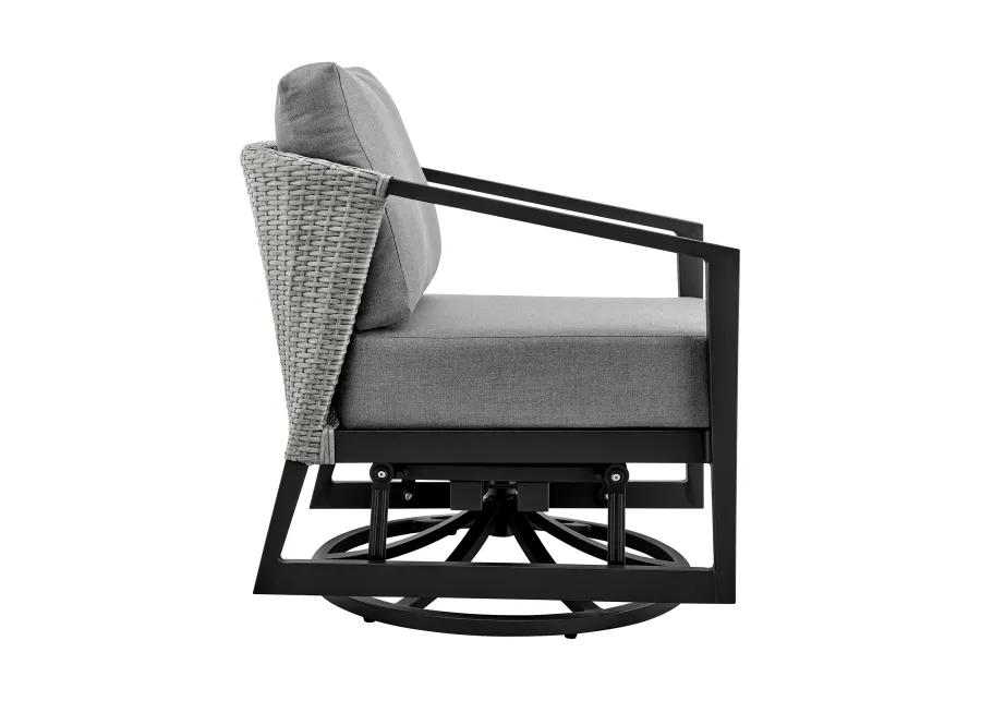 Palma Outdoor Patio Swivel Lounge Chair in Aluminum with Grey Cushions