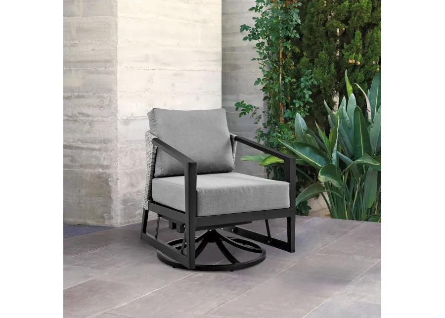 Palma Outdoor Patio Swivel Lounge Chair in Aluminum with Grey Cushions