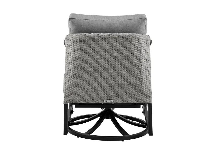 Palma Outdoor Patio Swivel Lounge Chair in Aluminum with Grey Cushions