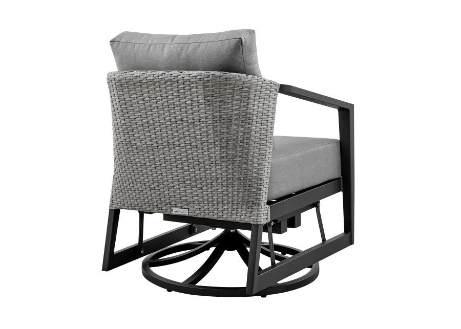 Palma Outdoor Patio Swivel Lounge Chair in Aluminum with Grey Cushions