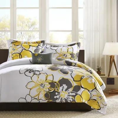 Mi Zone Allison Yellow Floral Duvet Cover Set